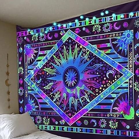 Ulticool - Tapestry Decoration Home - Ethnic Purple Blue Universe Sun Moon - 200 x 150 cm - Wall Towel Wall Hangings - Accessories for Bedroom Living Room Children's Room Cover