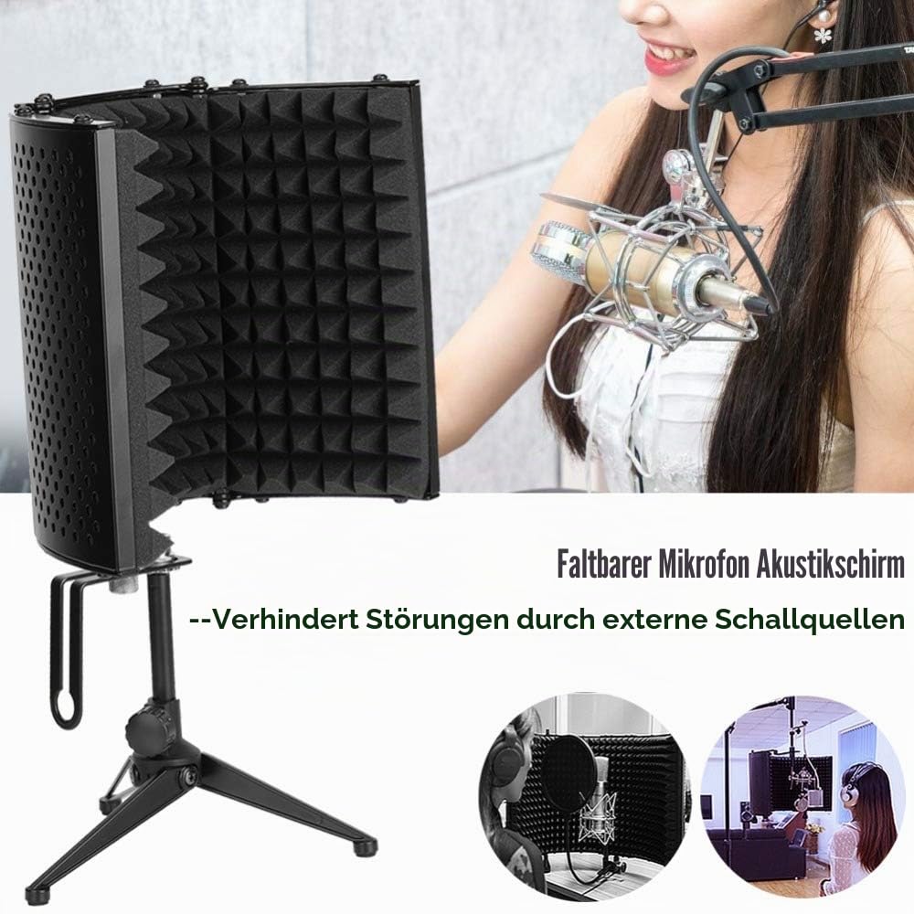 ALLOMN Mikrofon Isolierschaum, Faltbares Studio Mikrofon Schallabsorbierender Schaum, Faltbare Schalldämmplatte, auf Dem Tisch Oder Ständer Montiert für Studio Aufnahmegeräte (Stil B)