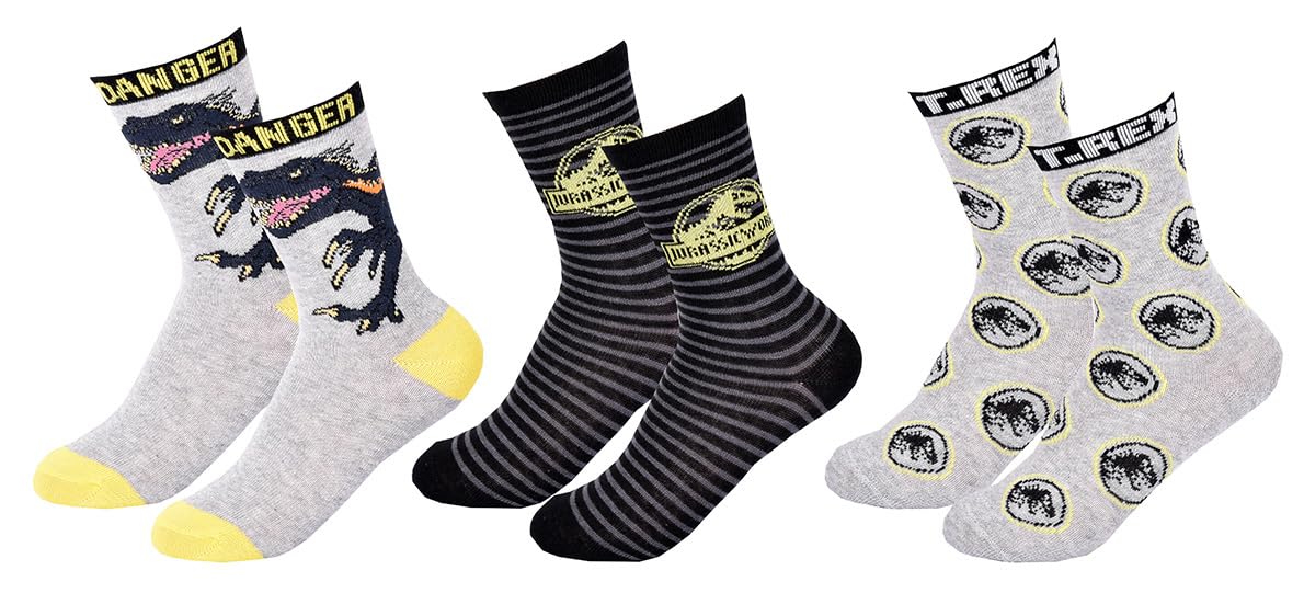 Jurassic Park Boys Socks Pack of 3 Multicoloured 12-3
