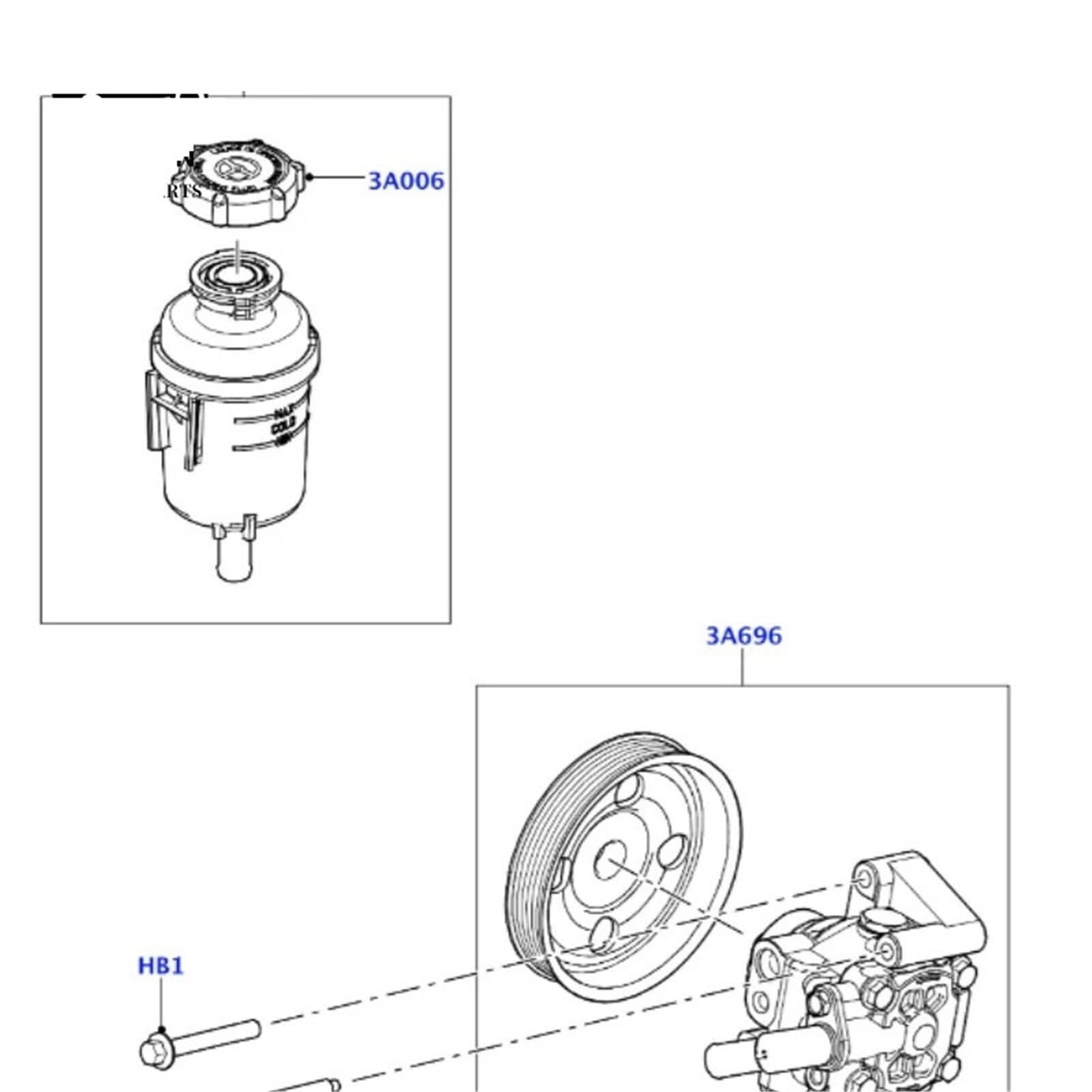 Pompa ciśnieniowa wspomagania LR000578 Zbiornik pompy wspomagania kierownicy i korek pasujące do Land Rover LR2 2008-2015 OEM C2D4377 BF0426720147