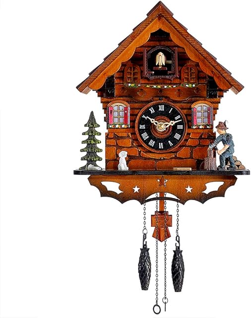Kintrot Cuckoo Clock Black Forest House Antique Clock Wood Retro Pendulum Clock Wall Decor