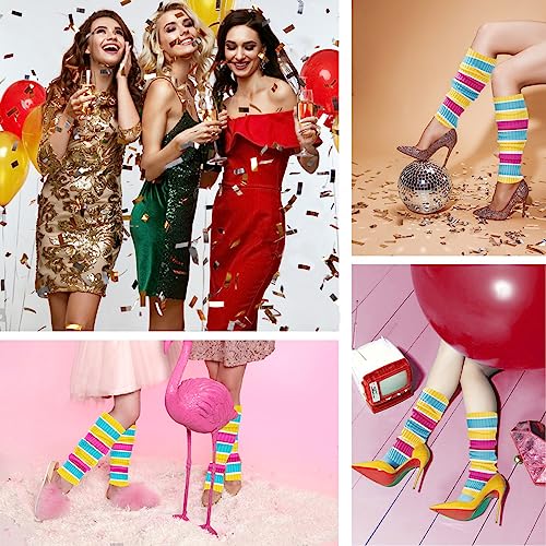Image of v28 Women Warm Leg Warmers 80s Retro Party Costume Knit Ballet Neon Long Socks