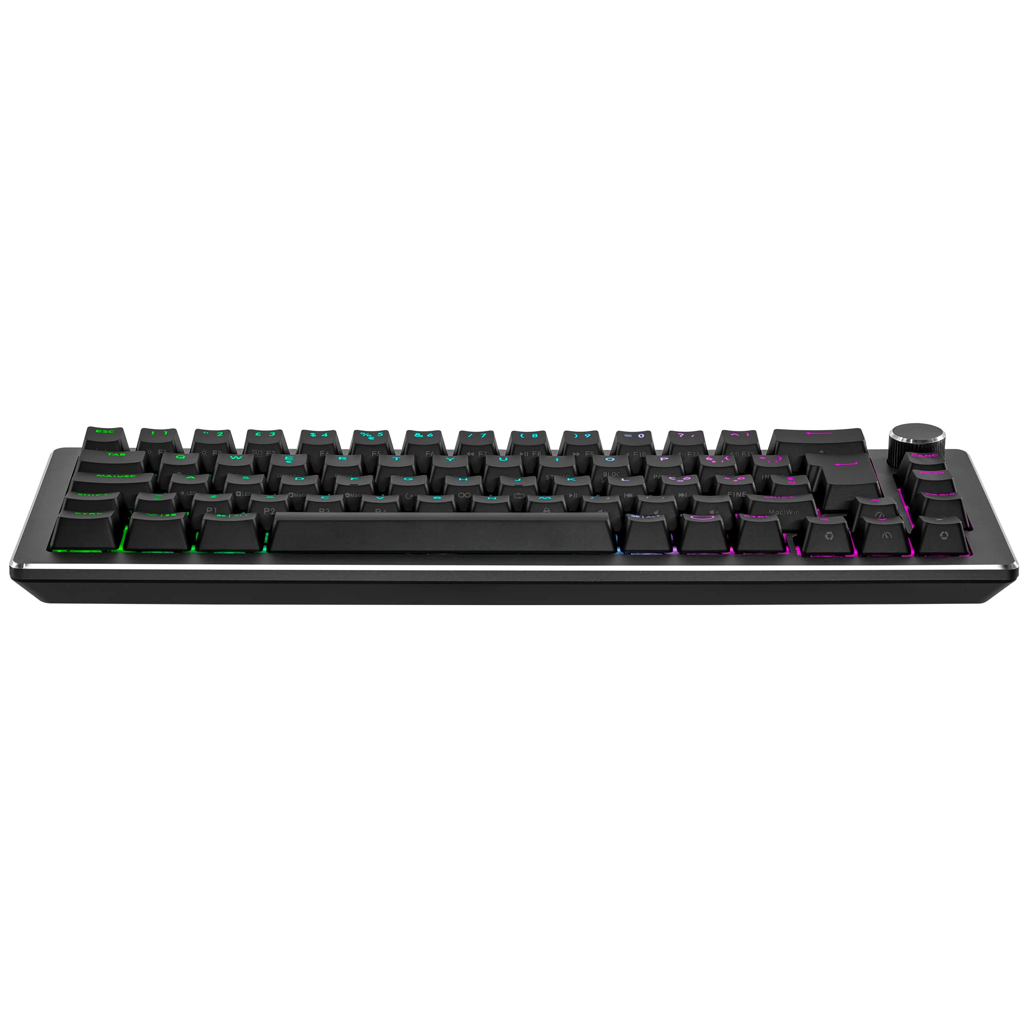 Cooler Master CK720 Tastiera da gioco meccanica - QWERTY IT, Compatto 65%, Interruttori Kailh Box V2 Rossi Sostituibili, Retroilluminazione RGB, Imbottitura in Silicone, Rotella - Cablata, Nera