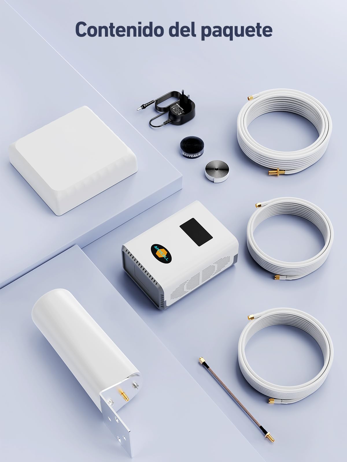 Amplificador de Cobertura Movil para Hogar y Oficina 4G LTE 3G gsm Repetidor Señal Movil Compatible con Movistar Orange Yoigo en Banda 1, 3, 7 y 20, con Antena Omnidireccional