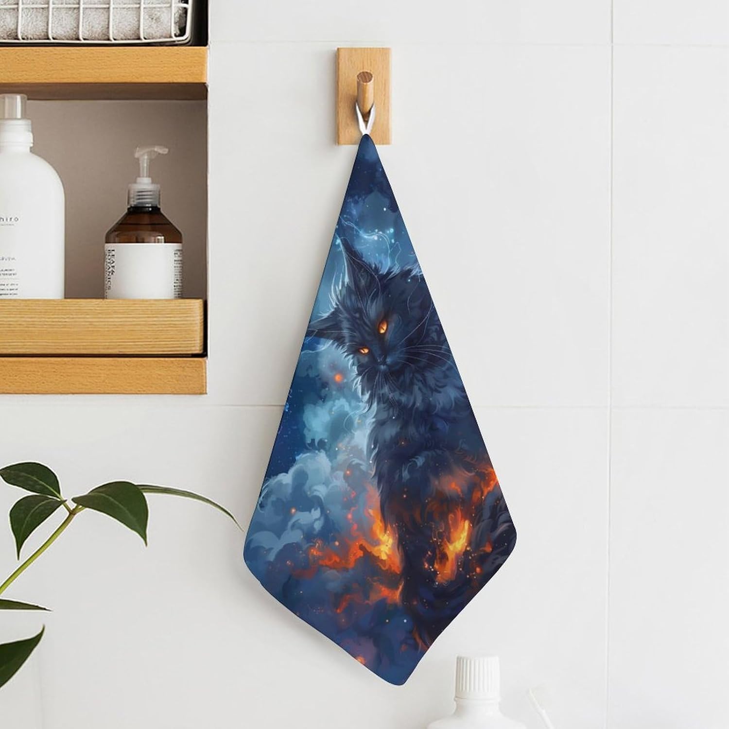 Galaxy Cats Hand Towels for Bathroom Kitchen Towels Small Towel Handkerchiefs with Hanging Loop 4PCS