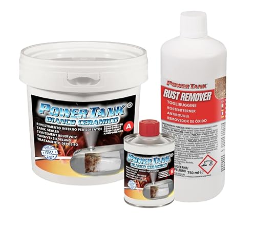 Power Tank - Tankversiegelung Motorrad 2k Weiß Keramik 2,5 kg Set Tankentroster Innen Versiegelung Tanksanierung Rost Tank Entrosten Und Versiegeln Tankinnenlack Tankbeschichtung Rostlöser Auto Moped