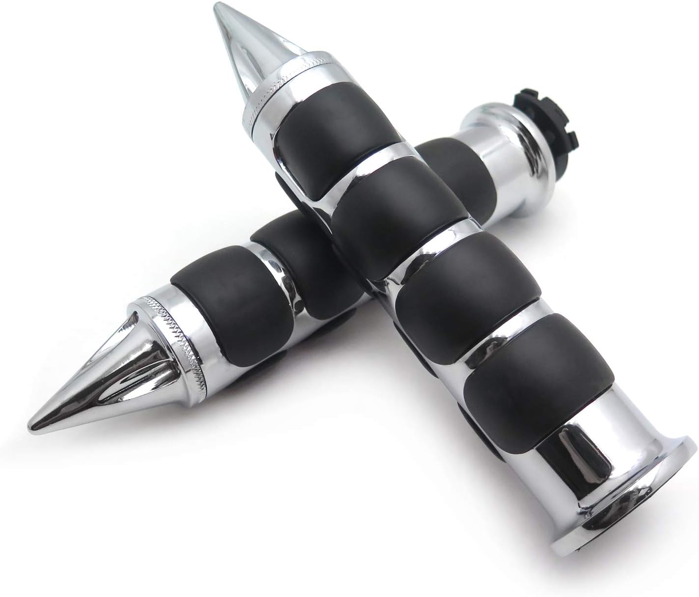 SMT-Chromed Spike Rubber 1" Handlebar Grips Compatible With Nomad 1500 Fi Drifer Classic Mean Streak 800 1600 Vulcan 2000 See description Compatible With detail [B013DK9IFG]