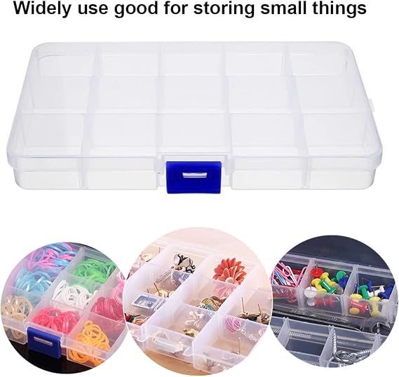 Organiser Box 2Pcs Small Craft Storage Boxes with Compartments Clear Plastic Storage Screw Box Earring Storage Containers Jewellery Box with Adjustable Dividers for Small Items Beads Tools Travel