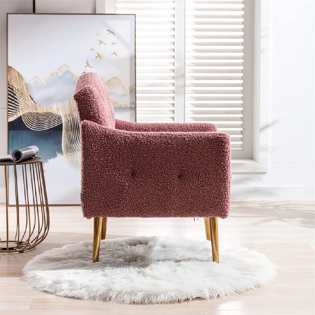 Chair Comfy Armchair Upholstered Single Sofa with Backrest Solid Tapered Metal Legs for Living Room Bedroom Office