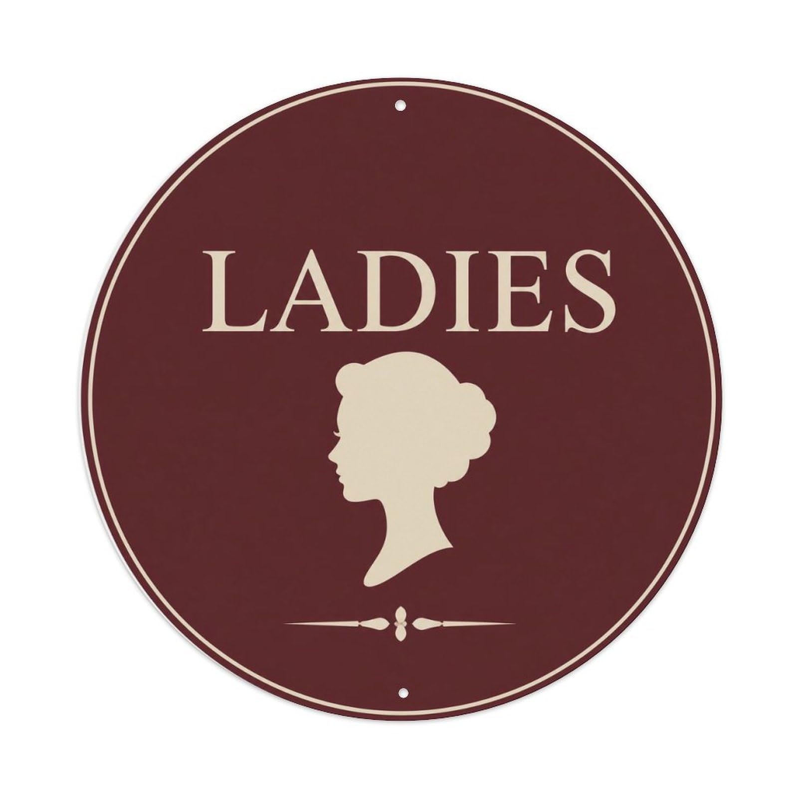 UK Ladies Only Restroom Notice Maroon Woman Portrait Metal Tin Sign
