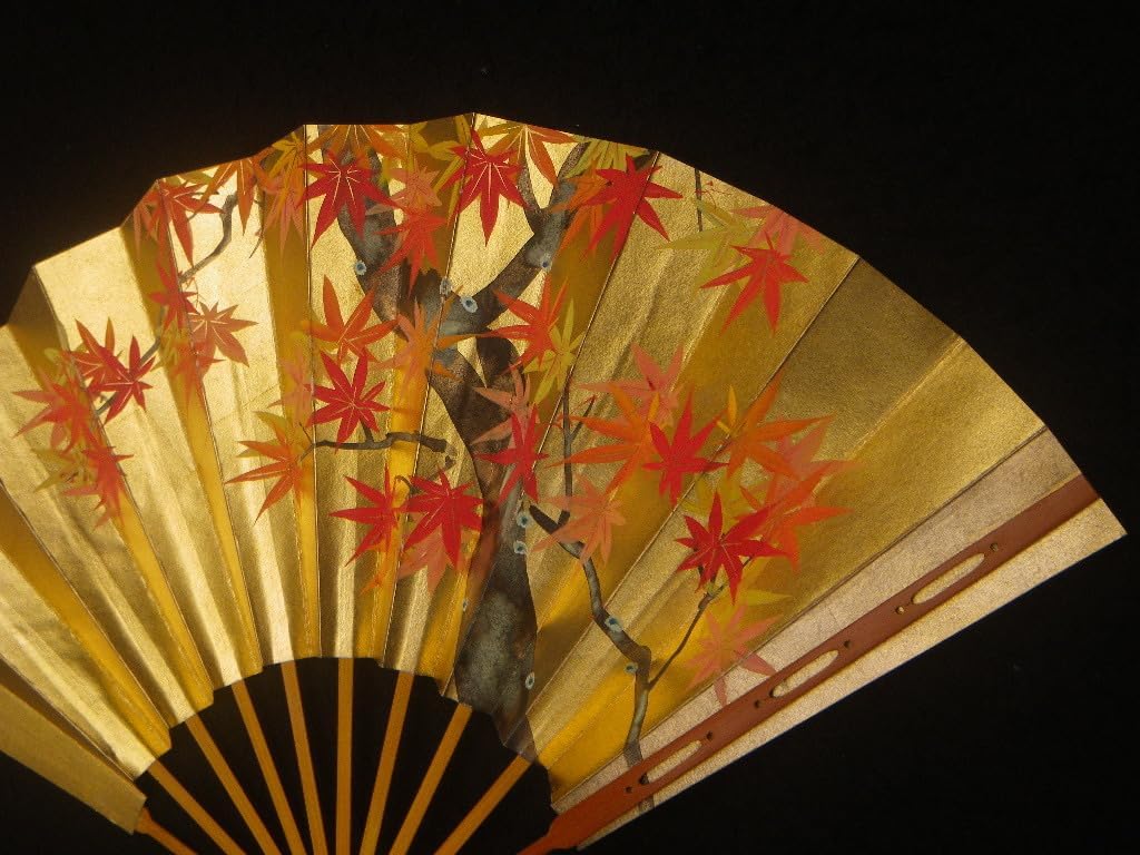 Amazon.co.jp: 尺壱 金地 桜/椛 桐箱入 全長333㎜ 舞扇 能扇 能楽 仕舞扇 扇子 日本 京都 十松屋福井 JAPAN ...