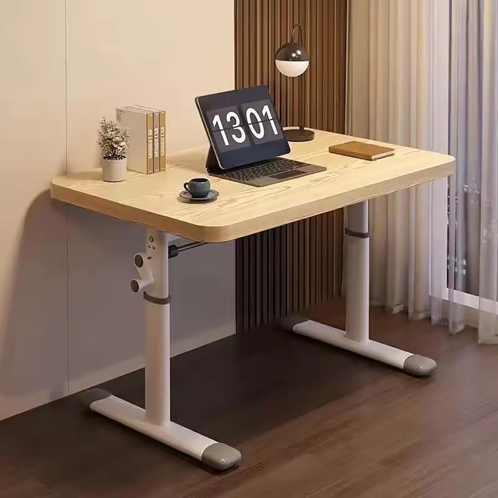 CGCSYZ Adjustable Height Desk - Manual Crank Height Adjustable Desk with Computer Structure, Beige, 100cm, Ergonomic Design for Home Office, Space-Saving Workstation (Beige 80cm)