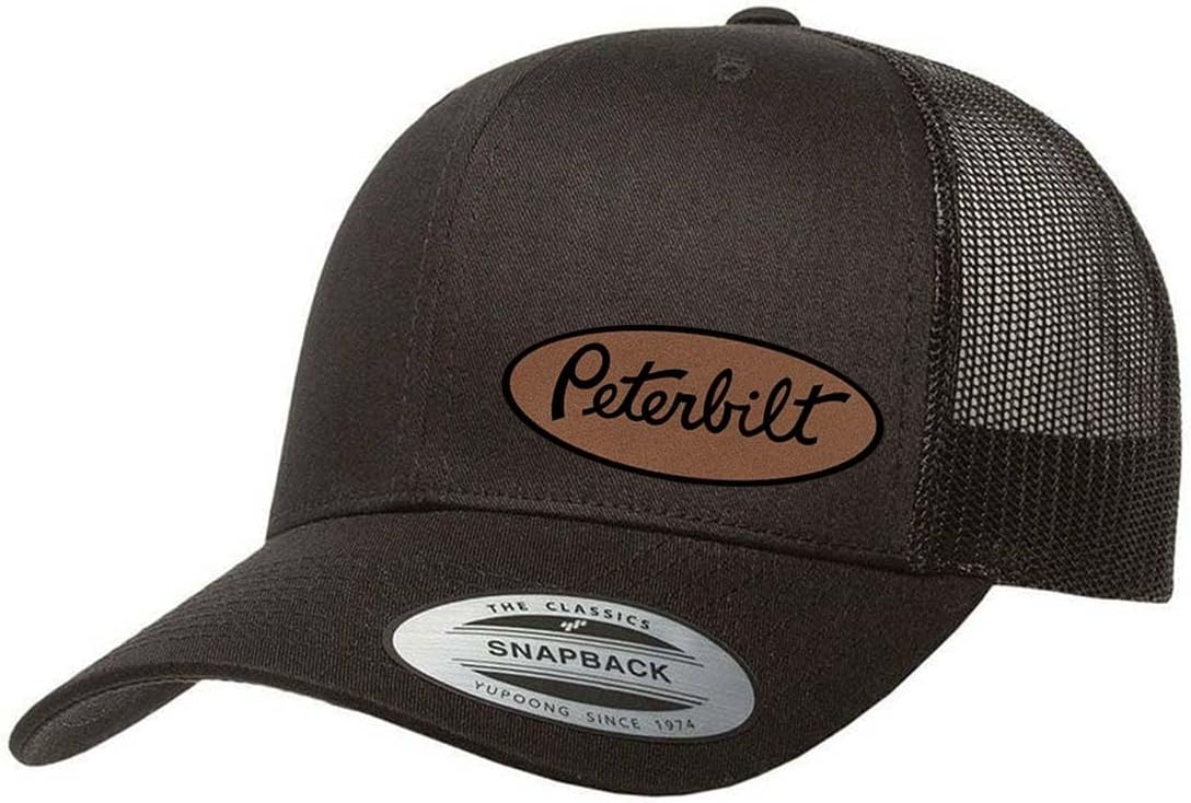 Peterbilt Semi Truck Logo Leather Side Panel Patch YP 6606 Snapback Trucker Fitted Cap