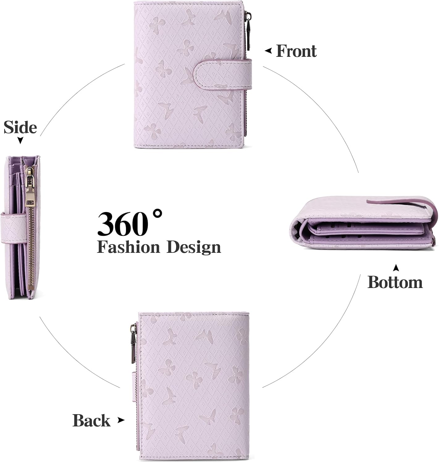 GAEKEAO Small Wallets for Women Leather RFID Blocking Bifold Zipper Pocket Wallet Card Case Purse with ID Window - Image 4