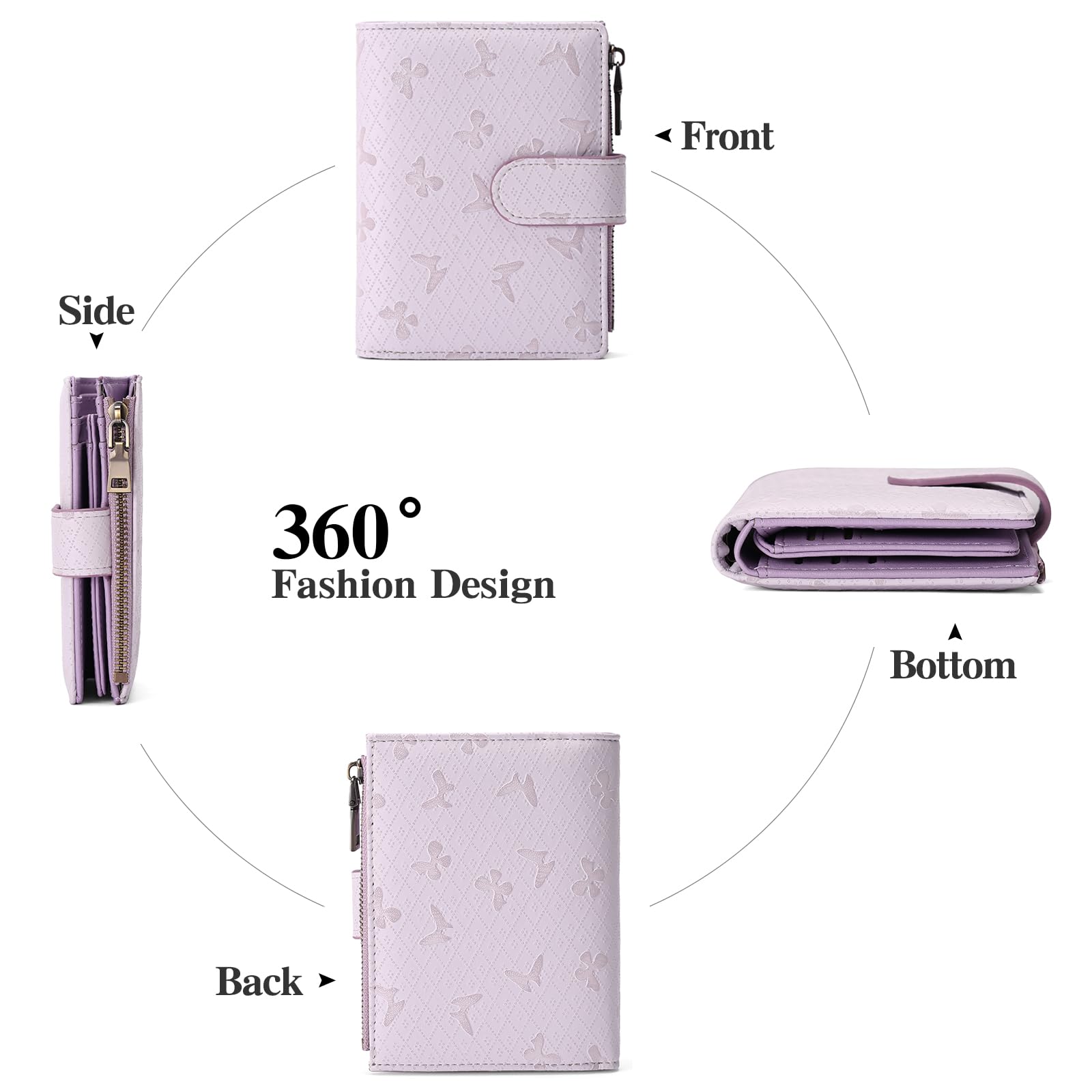 GAEKEAO Monedero Mujer Pequeño, Cartera Pequeña con Bloqueo RFID Billetera con Bolsillo de Cremallera para Monedas, Monedero Tarjetero Regalos para Mujer
