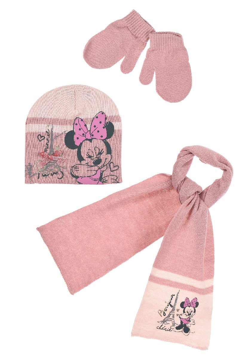 Disney Kids Girls Minnie Mouse Hat Scarf & Gloves Set