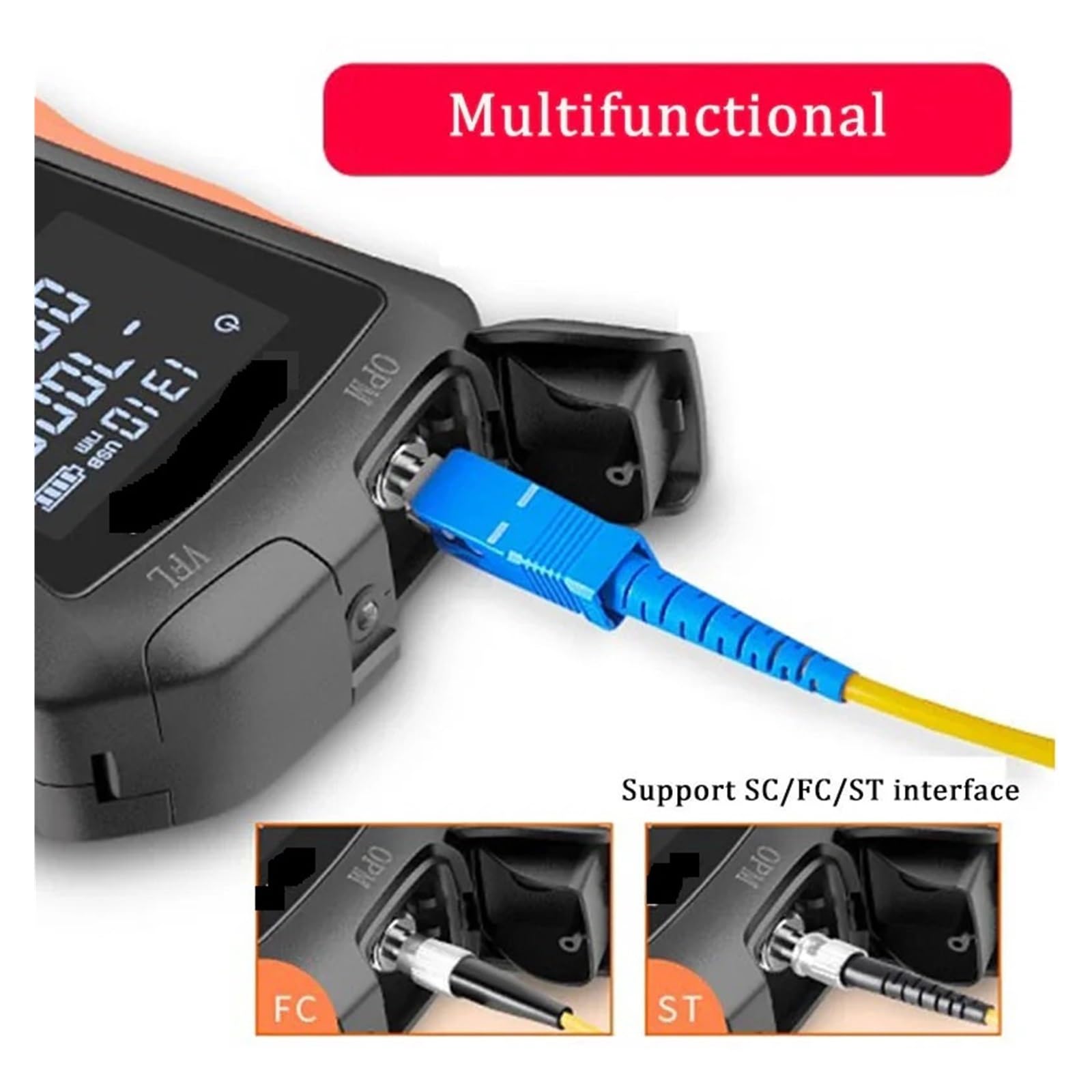 Testeur de Fibre Mini Compteur De Puissance Fiber Optique 6 En 1, OPM, Testeur Câble RJ45, Localisateur Visuel Défauts, 30mw(4in1 15KM -70 to 10)