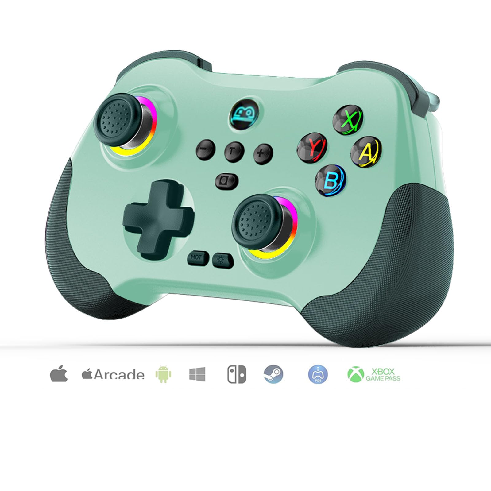 Koiiko Wireless Gaming Controller for Hall Effect Triggers Hall left & right rocker, Gamepad for ipad/iphone (USB-C) Android/PC/Switch/Streaming Xbox/PS3/PS4, Bluetooth, Pocket Size (Green)