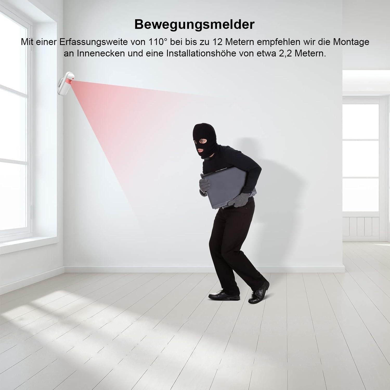 XNY 4G Alarmanlage Haus, WLAN Drahtloses Alarmanlage Wohnung mit APP-Benachrichtigung, 24 Stück(5 Bewegungsmelder, 10 Fenster Tür Sensoren, Fernbedienungen, Alarmsirene), Funktioniert mit Alexa