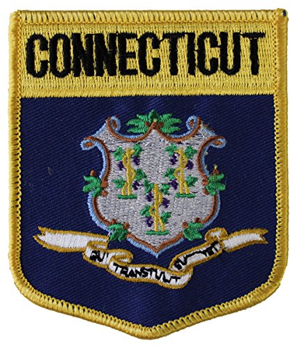 Connecticut Flag Embroidered Iron on/Sew on State Shield Patch with