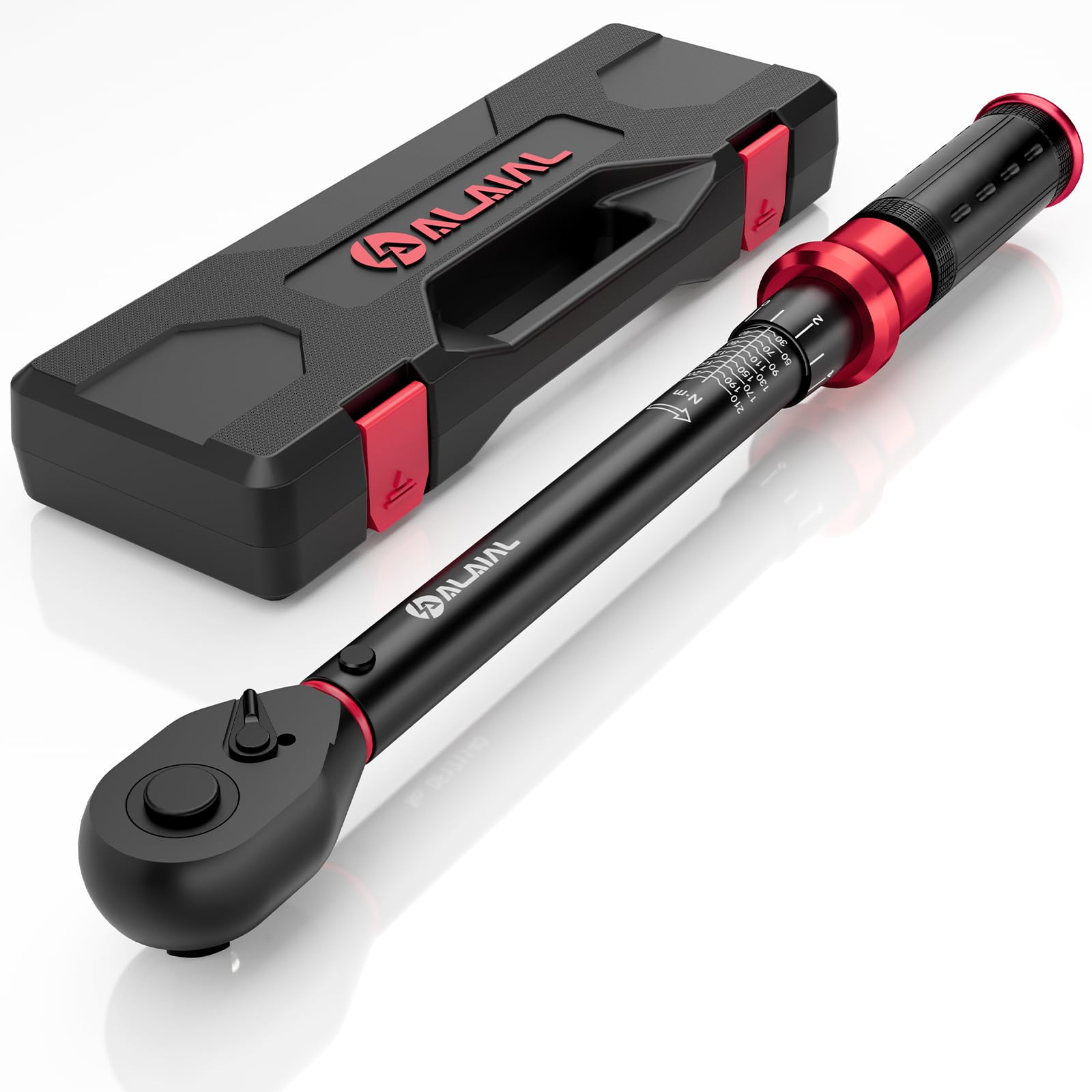 ALAIAL Drehmomentschlüssel 1/2 Zoll, 20-220Nm Drehmomentschlüssel Auto & Motorrad, ±3% Fehlergenauigkeit, 72 Zähne Umschaltbarer Ratschenschlüssel mit Aufbewahrungsbox für Reifenwechsel, LKW, NKW