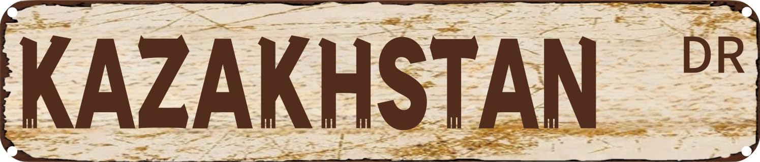 Vintage Tin Sign Retro Metal Wall Decor KAZAKHSTAN DR Rustic Aluminum Plaque for Home,Bar,Kitchen,Garage,Man Cave 4x16 Inch