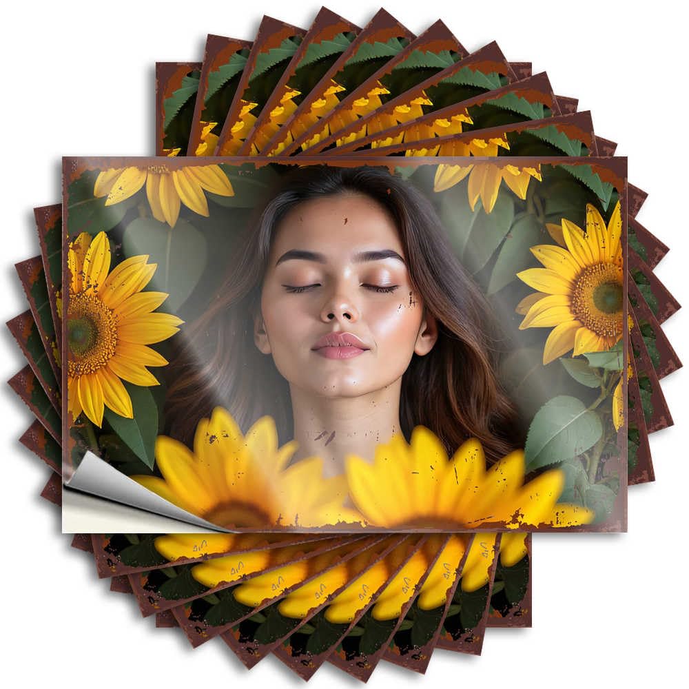 Sunflower Serenity: A Moment of Peaceful Reflection Stickers Teen Room Decor | Great Helmet Removable Decal Pack(6X9CM)