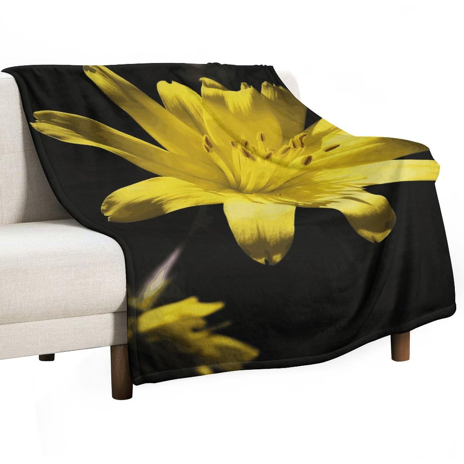 Plaid polaire doux motif floral pour cocooning sur canapé et salon