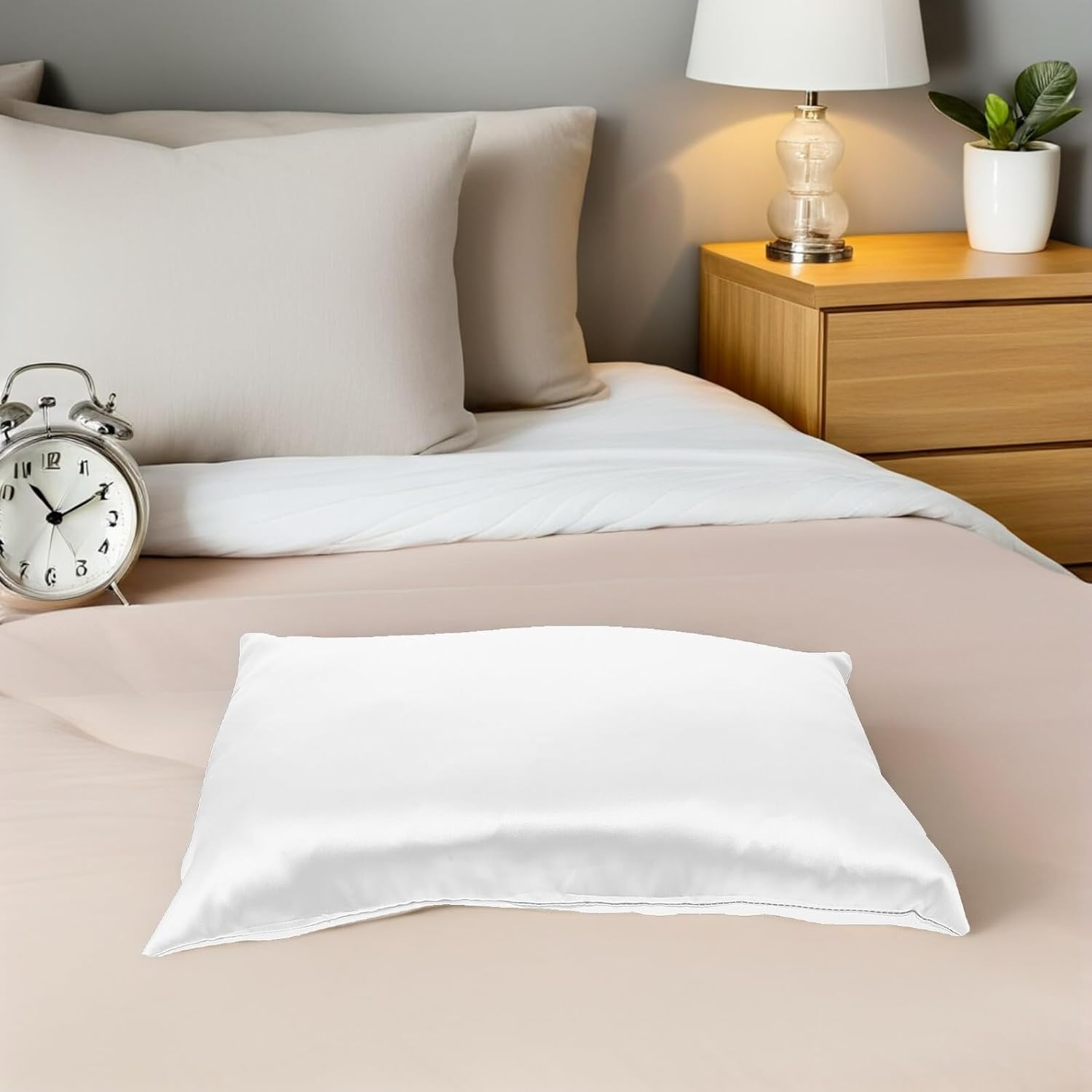 Kids Pillowcases 2pcs Chemical Fiber Zipper Closure White