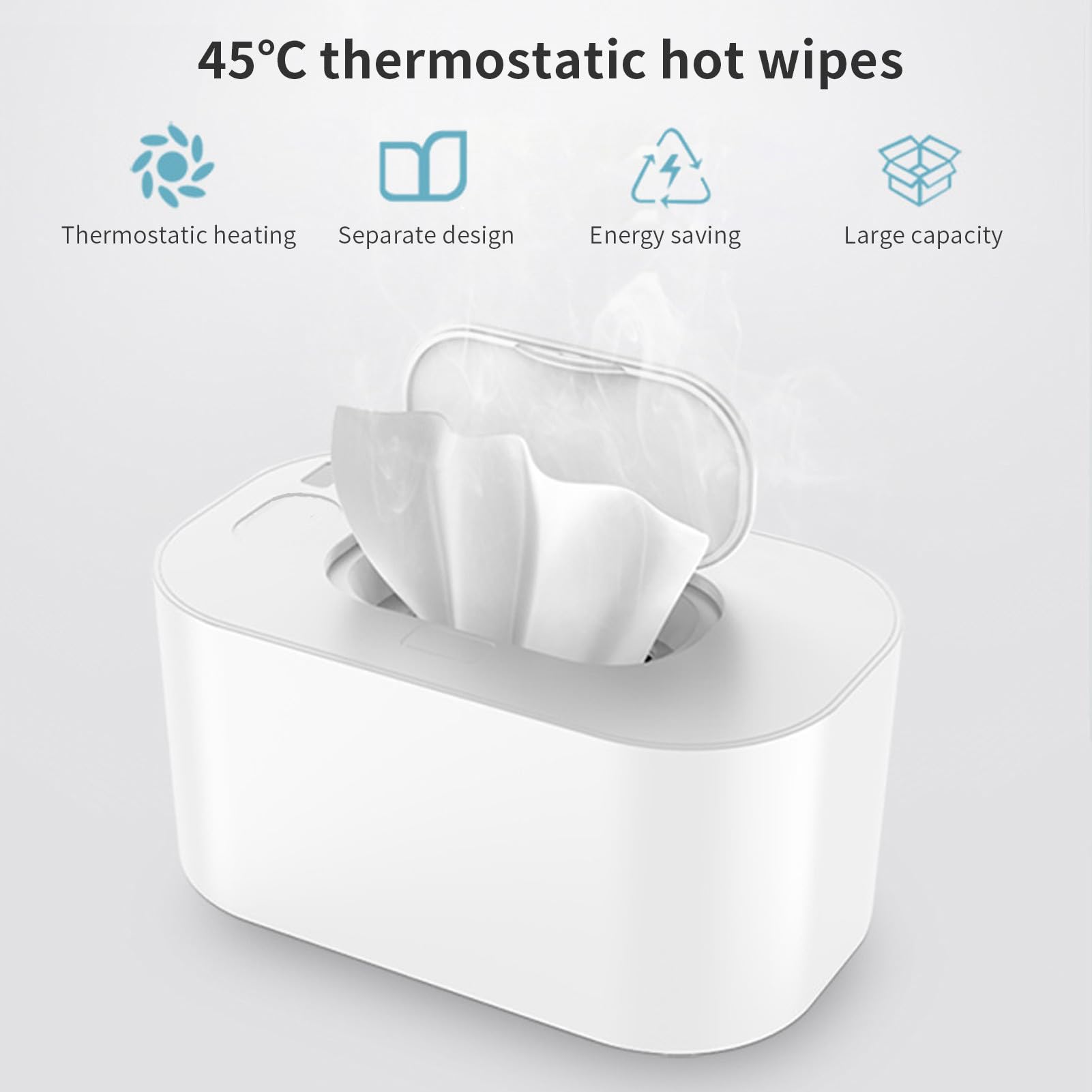 Wipes Warmer, Intelligente Wischtücherwärmer für Einweg-Babytücher mit Konstanter Temperatur, Tragbarer USB-Wischtuchwärmer mit Großer Kapazität Für Die Reise nach Hause, Auto, Geschenkideen (Weiß)
