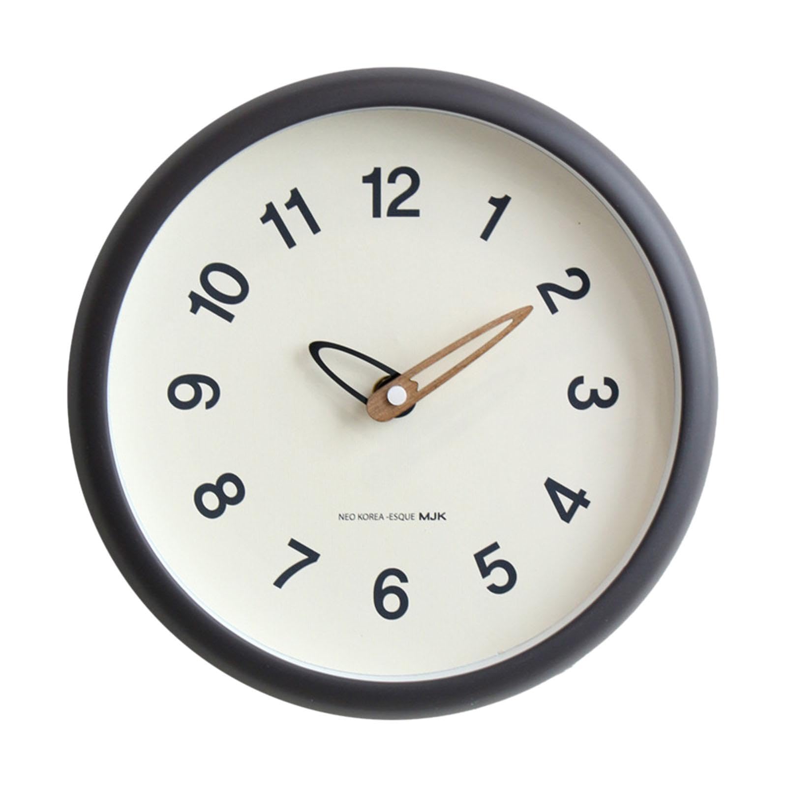 Horloge murale décorative ronde grise pour salon et cuisine moderne