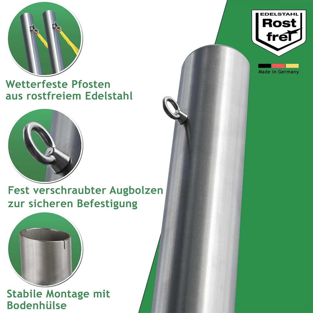 2x Hängematten-Pfosten Ø 70 mm, 1,95 m, wetterfest, bis 90 kg (1 Person)