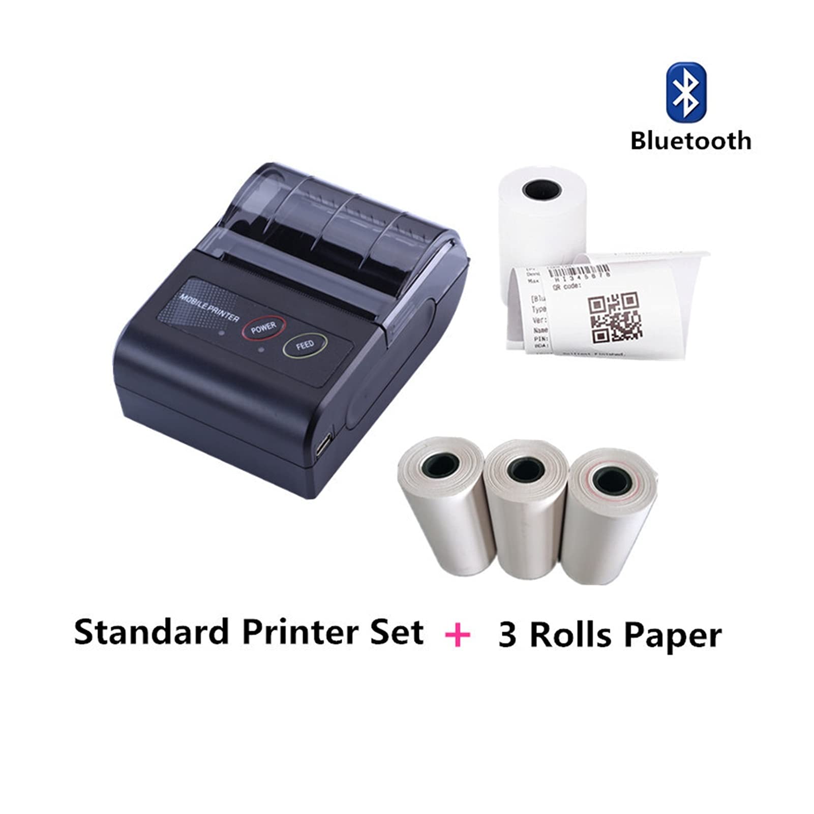Drukarka RęCzna, MINI 58 mm Portable Thermal Drukarki Bezprzewodowa Drukarka Bezprzewodowa BT USB. Drukuj W Dowolnym Miejscu(Add Case)