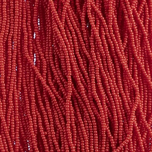 Czech Glass Seed Beads 13/0 (1.7mm Diameter) Opaque Medium Red Strung DIY Jewelry Making Beads - 500g Bulk Bag by Preciosa (Jablonex)