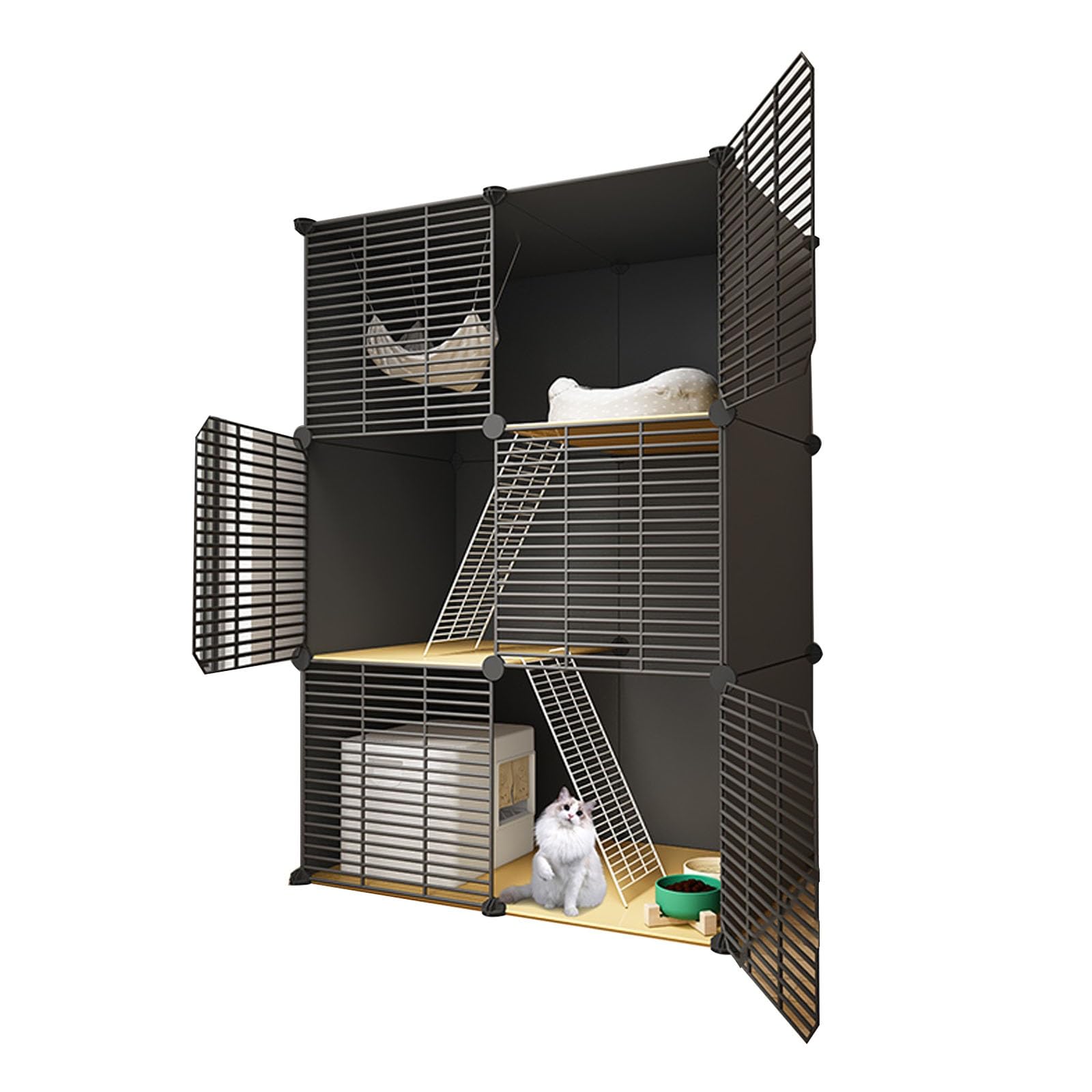 Cage pour chat XXL 147x49x109cm avec plateforme amovible pour 1 à 3 félins