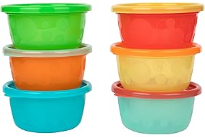 The First Years Reusable 6-Pack Reclosable Easy-Grab Snack Containers for Toddlers with Snap-On Lids