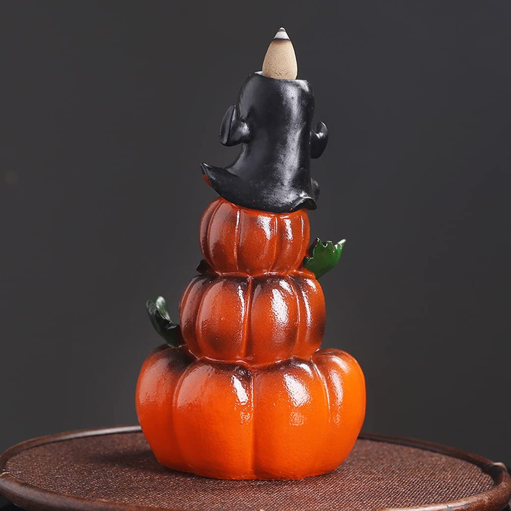 Creative Pumpkin Backflow Incense Burner Ghost Festival Halloween Household Craft Gift Ornaments Resin Censer Holder Aromatherapy Stove