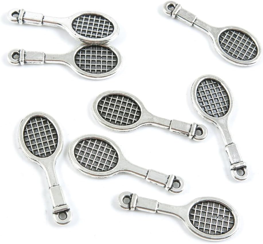 1590 Pieces Jewelry Making Charms Antique Silver Tone for Necklace Pendant Bracelet C0HF6 Tennis Racket