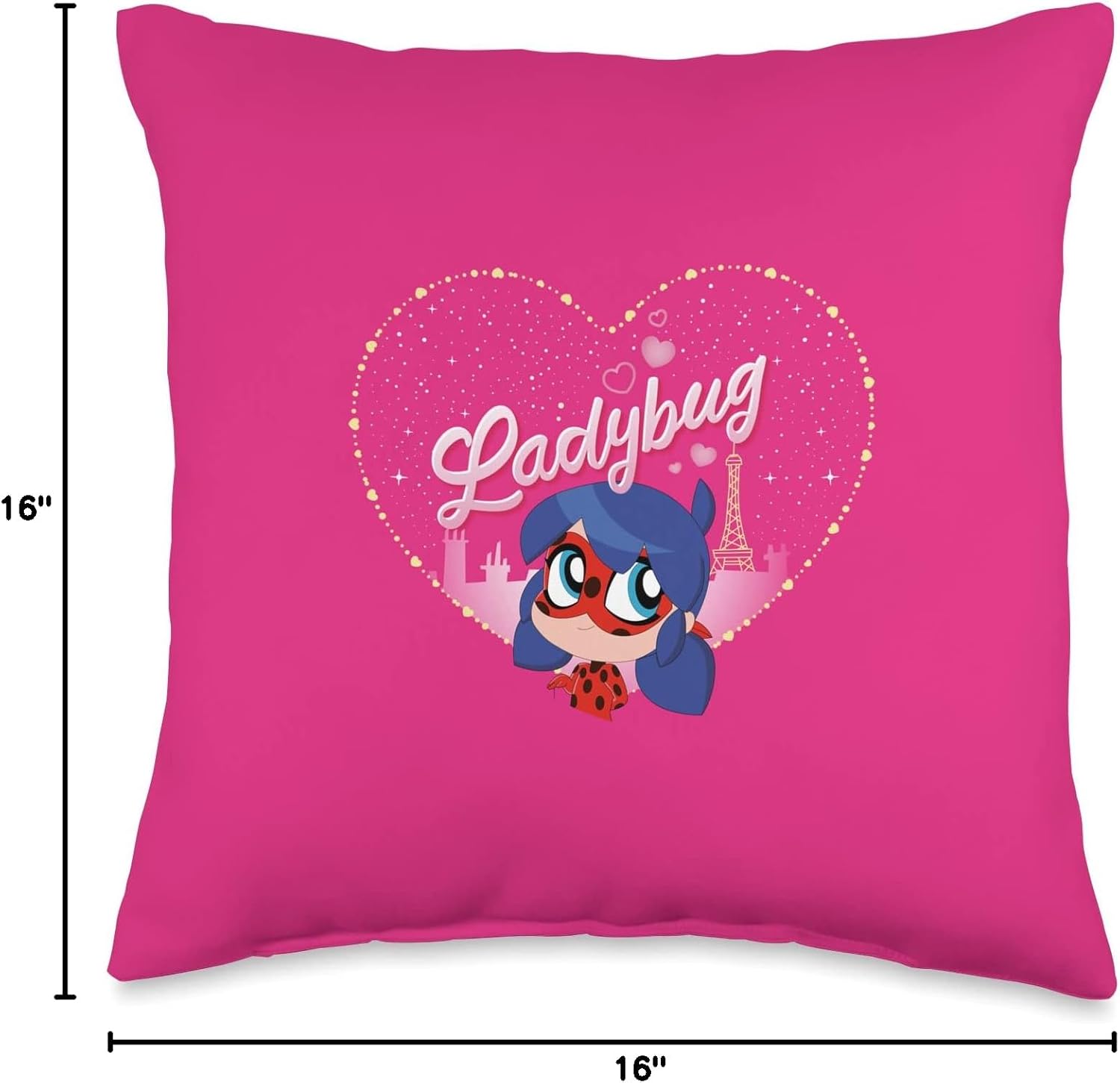 Miraculous Ladybug Chibi Collection Ladybug in Paris Throw Pillow