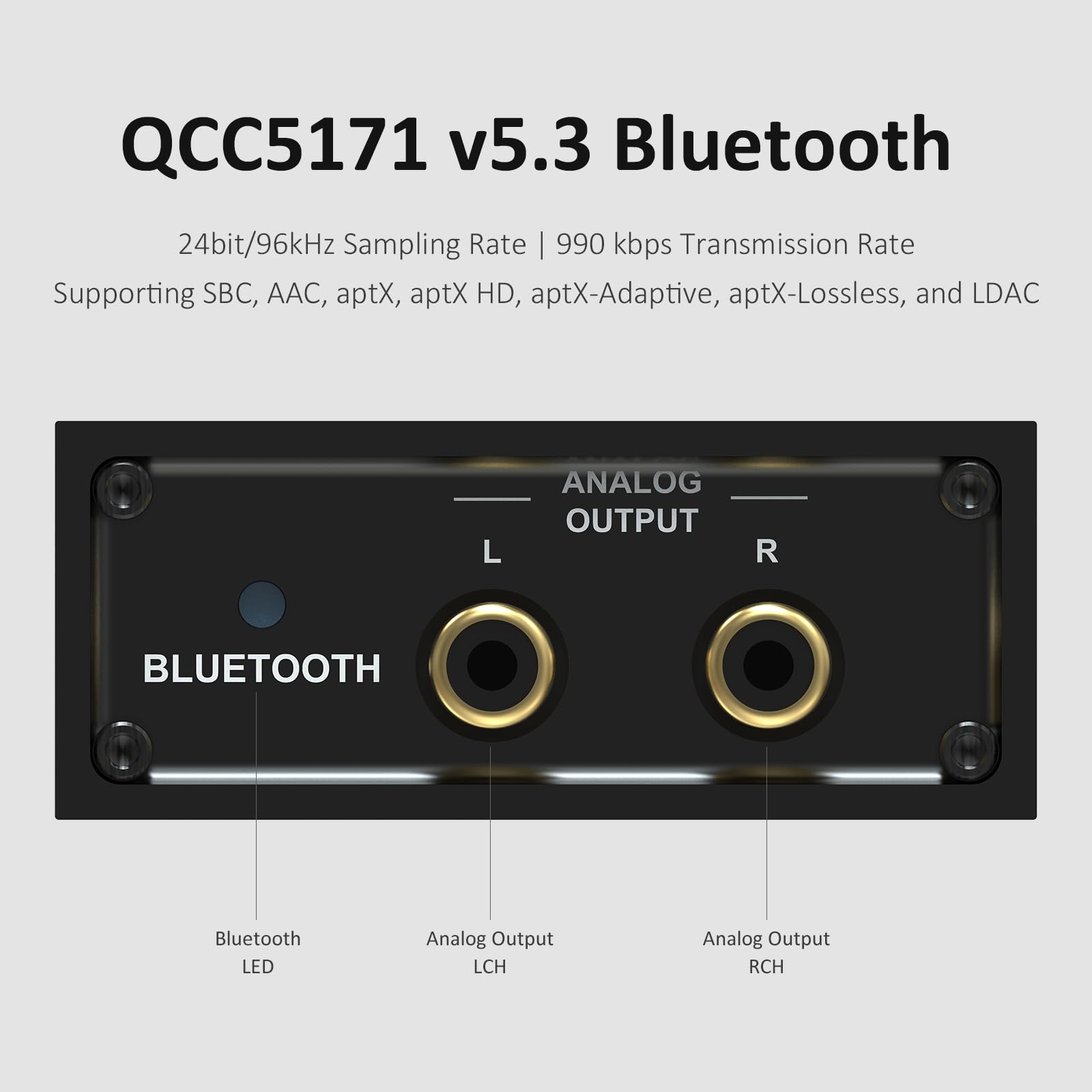 Bluetooth 5.3 Audio Receiver USB Decoder DAC QCC5171 for Home Stereo with aptX HD LDAC, Bluetooth Audio Adapter with Audiophile DAC, RCA Optical Coaxial Output for AV Receiver or Stereo Amplifier-BEA1