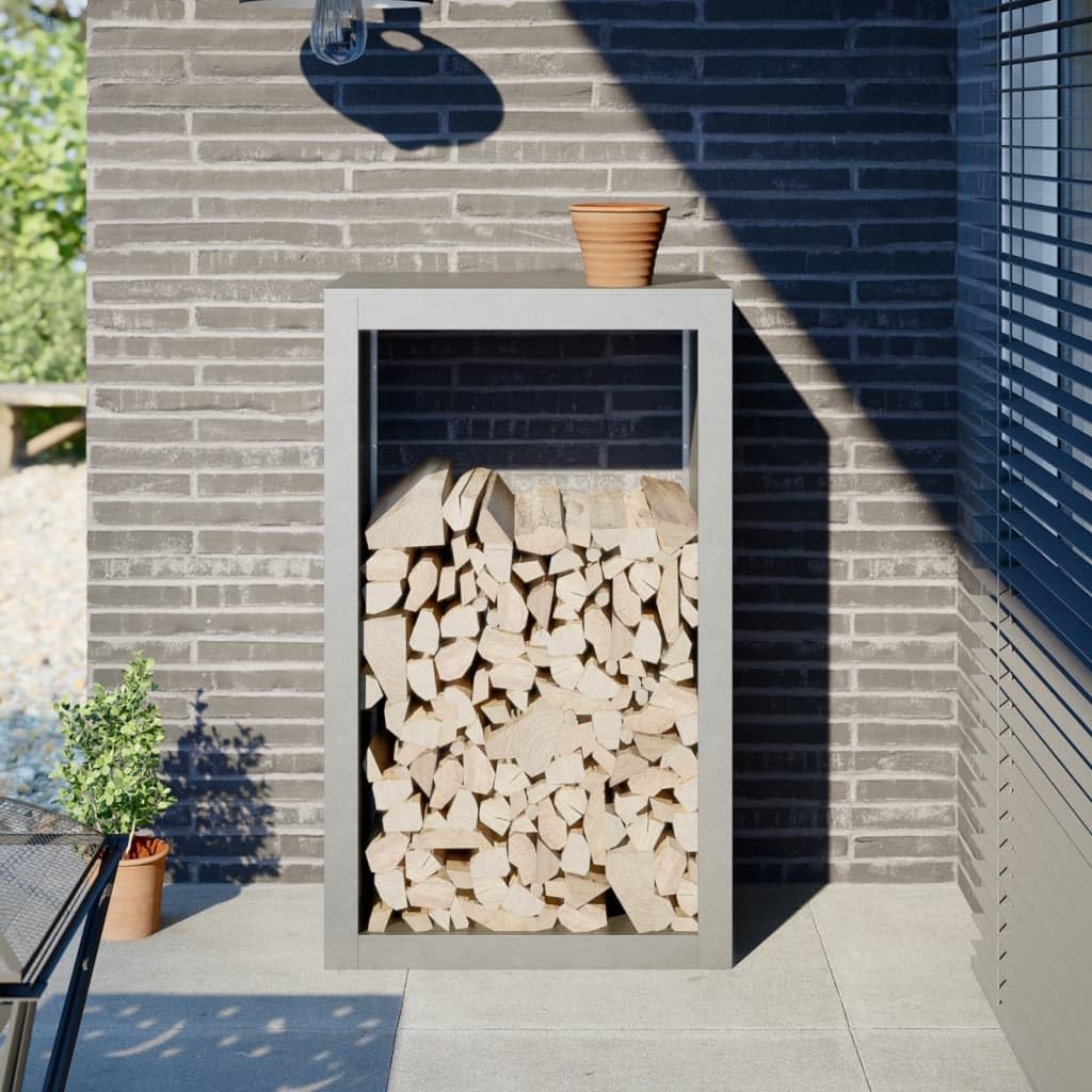 Refined Brennholzregal Kaminholzregal mit Stauraum Holzregal für Brennholz Feuerholzregal Kaminholzständer 60x40x100 cm Edelstahl