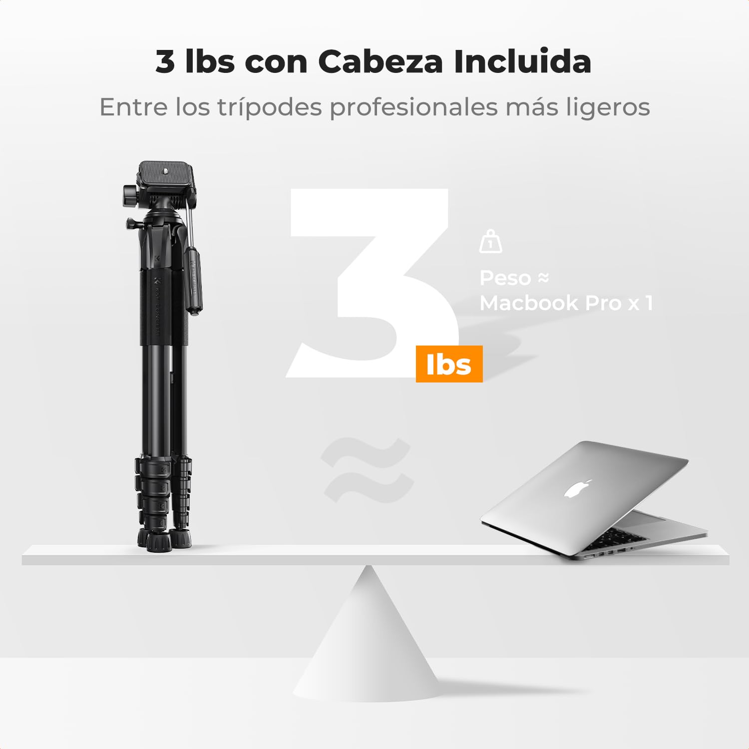 K&F CONCEPT Trípode Cámara 190cm S255A3+BV01 Trípode Ligero Portátil de Tubo Perfilado de 5 Lados para DSLR, Cámara Réflex Digital, Teléfono Móvil, etc., con Clip para Teléfono Móvil