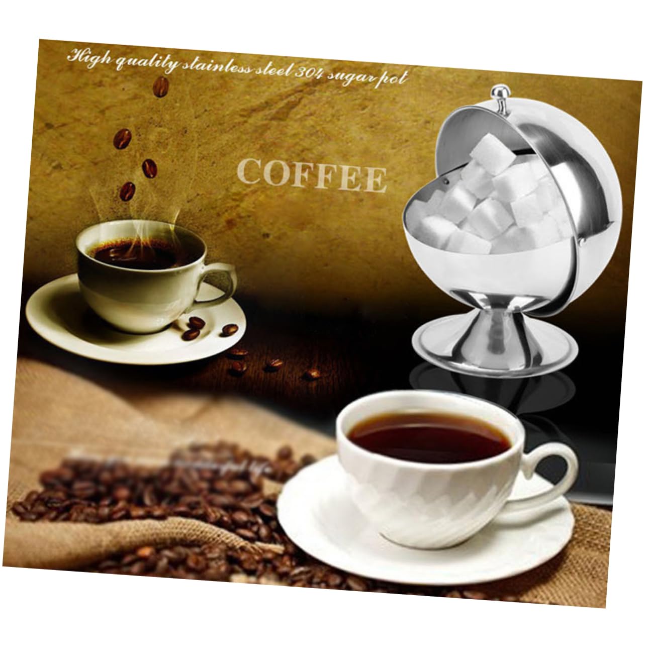 Ciieeo Spherical Stainless Steel Sugar Bowl Fondant Storage Box for Condiments Modern Candy Jar for Home Kitchen Cafe and Parties Design