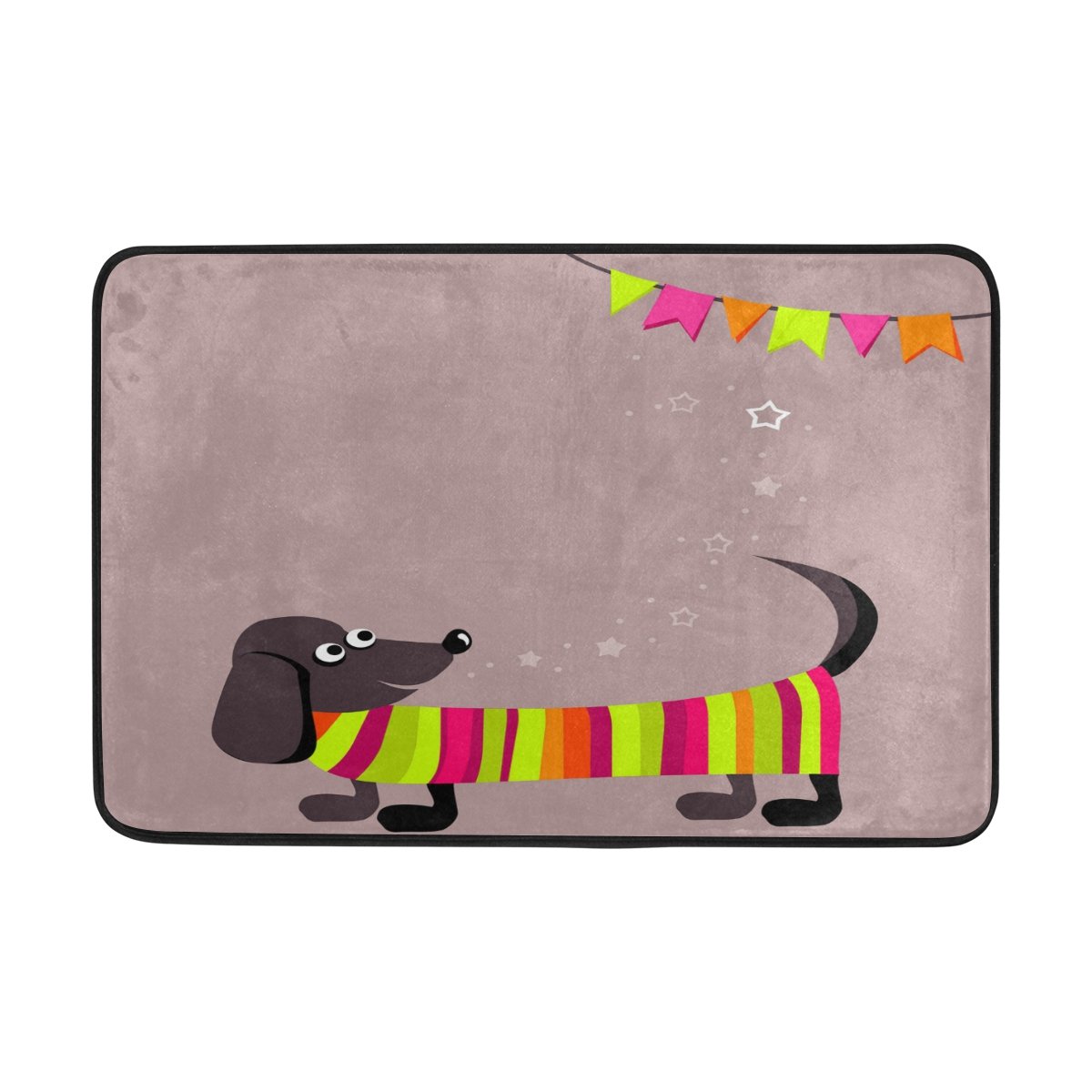 COOSUN Felpudo de perro salchicha para entrada para interiores y exteriores con respaldo antideslizante (23.6 x 15.7 pulgadas)