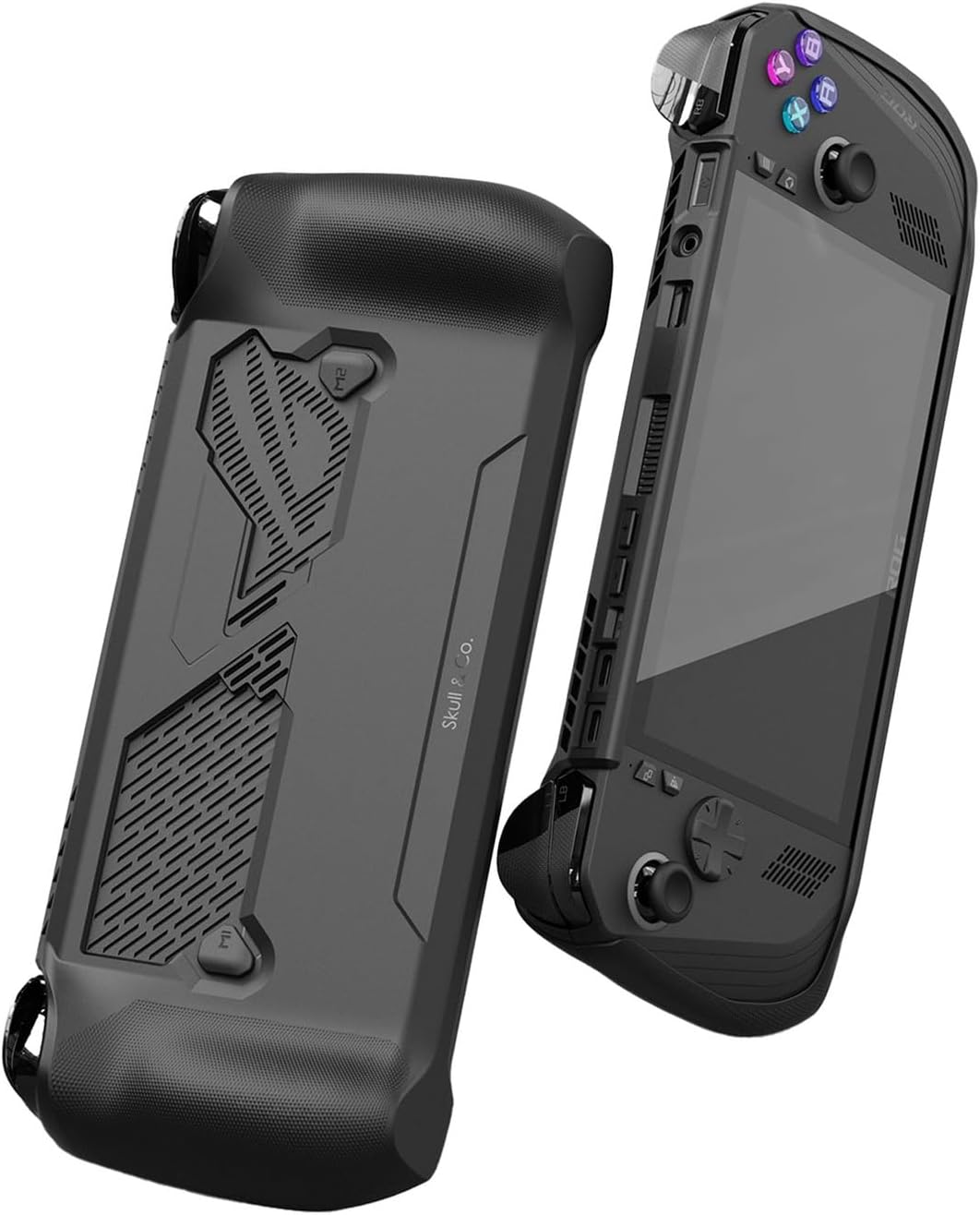 Skull & Co. GripCase Ally for ROG Ally X: A Soft Protective Case with Textured Grips Full Protection and Stand, Shock-Absorption Non-Slip and Anti-Scratch Cover Design - Black