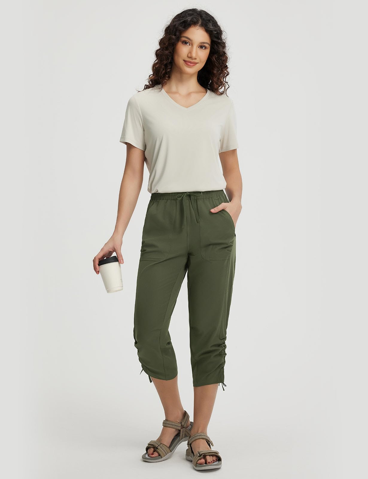 baleaf Pantaloni corti da trekking da donna con tasca con cerniera, resistenti all'acqua, leggeri, ad asciugatura rapida, pantaloncini cargo UPF50+
