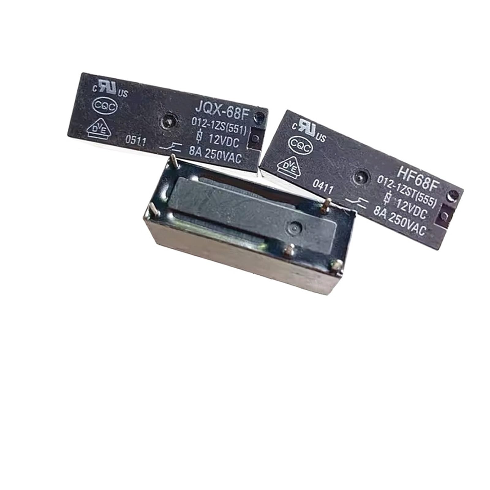 Relé electromecánico JQX-68F-012-1ZS de 5 pines y 12V CC interruptor 8A pack de 2