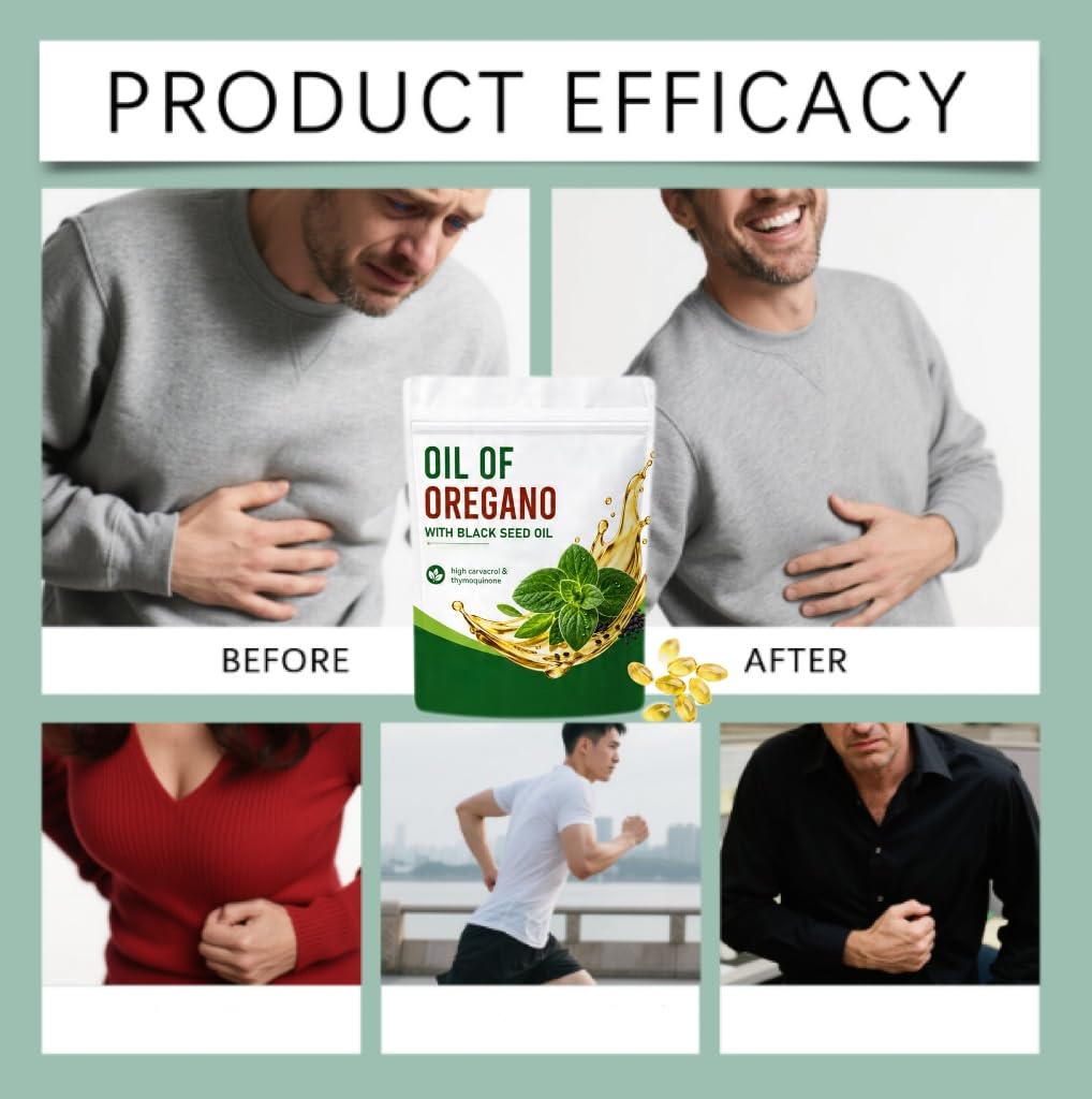 Organiczny olejek z oregano z olejem z czarnuszki na trawienie | Bez alkoholu | Bez GMO | Tłoczony na zimno dla dorosłych,3Pcs