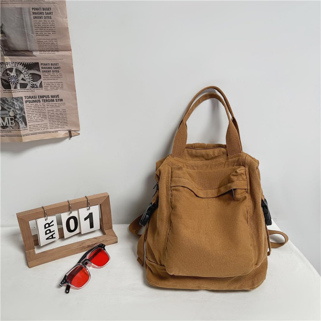 Zaino Canvas Grande Capienza Lavato Viaggio Giorno Unisex(Verde) | Tela Lavata, Scomparti Interni, Chiusura Lampo, Quotidiano, Stile Urbano