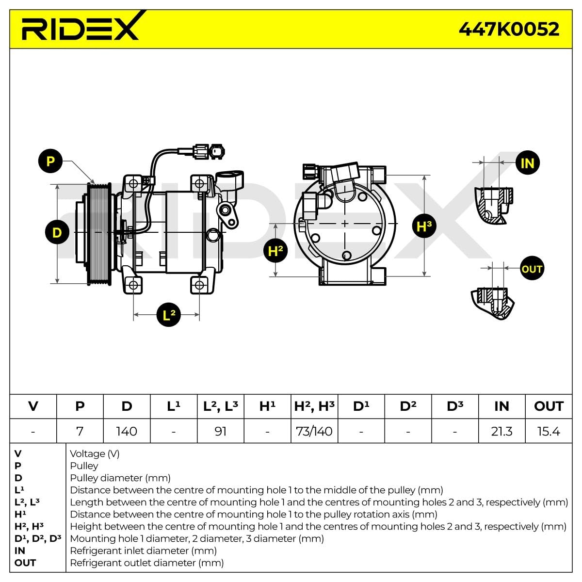 RIDEX A/C Kompressor für Klimaanlage Klimakompressor Kältemittel: R134a PAG 46 mit 140mm Riemenscheibe 7-Rippenanzahl Kompatibel mit NISSAN NP300 Navara Pickup D40 92600EB30A 92600EB01B 926004X30A